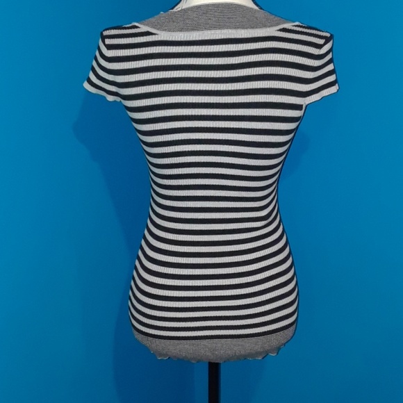 5/25.  Rue 21 Grey & Black striped ribbed sweater - Picture 3 of 8